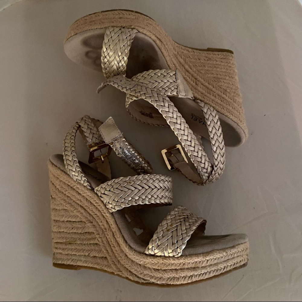 Michael Michael Kors Gold Braided Wedges Size 9